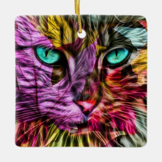 Keukenkat laat kleurrijk kunststofontwerp over keramisch ornament (Voorkant)