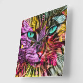 Keukenkat laat kleurrijk kunststofontwerp over vierkante klok (Hoek)