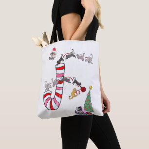 Keukenkat Meow Mice Kerstman Canvas tassen