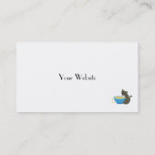 Keukenkat met blauwe voedseldesh visitekaartje (Achterkant)