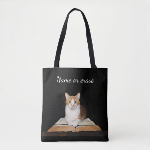 Keukenkat met boeken tote bag