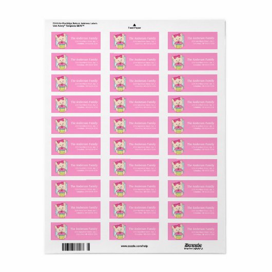 Keukenkat met cupcake Adresetiketten d2 Etiket (Full Sheet)