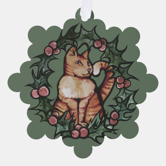 Keukenkat met kerstmis Feestdagen Ornament Kaart (Voorkant)