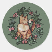 Keukenkat met kerstmis Feestdagen Ronde Sticker (Voorkant)