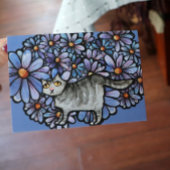 Keukenkat Paarse Daisies Gray Cat Gray Cats Kaart