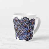 Keukenkat Paarse Daisies Gray Cat Gray Cats Latte Mok (Rechterhoek)