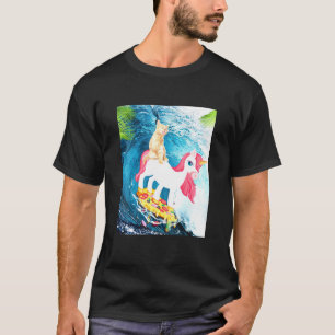 Keukenkat surfende pizza katten die unicorn Ruiten T-shirt