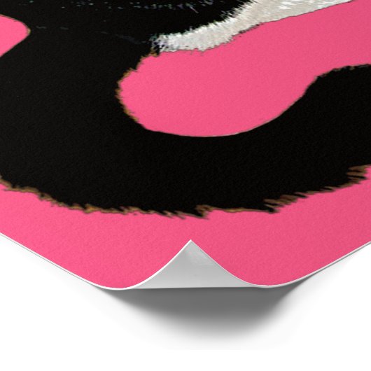 Keukenkat, zwart en wit, warm roze poster (Hoek)