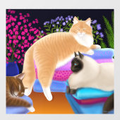 Keukenkatten houden van schoon wasgoed raamsticker (Vel)