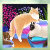 Keukenkatten houden van schoon wasgoed raamsticker (Vel 3)