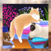 Keukenkatten houden van schoon wasgoed raamsticker (Vel 2)