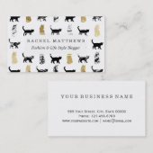 Keukenkatten in gouden en zwarte en witte marmer visitekaartje (Voorkant / Achterkant)