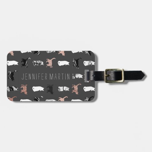 Keukenkatten in Roos Gold en zwarte en witte marme Bagagelabel (Voorkant horizontaal)
