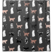 Keukenkatten in Roos Gold en zwarte en witte marme Douchegordijn (Voorkant)