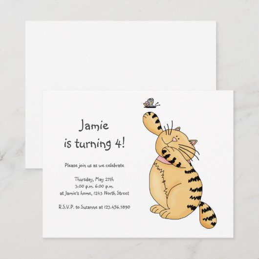 Keukenkatten ・ Kat en vlinder Kaart (Voorkant / Achterkant)