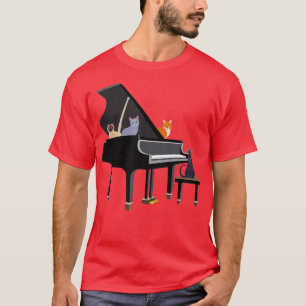 Keukenkatten op het Shirt van Piano voor kattemomm