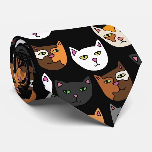 Keukenkatten overal patroon stropdas (Opgerold)
