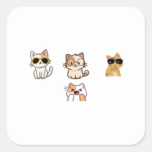 Keukenkatten Vierkante Sticker (Voorkant)