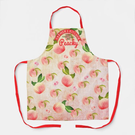 Keukenkeuken met perziken, gepersonaliseerde bloes schort (Voorkant)