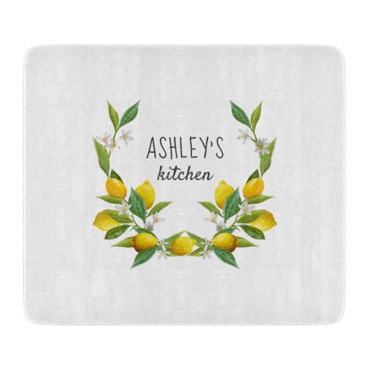 Keukenkeuken waterverf citroen op maat snijplank (Voorkant)