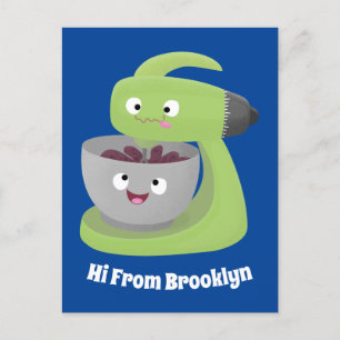 Keukenkeukenapparaat voor cute-taart cartoon briefkaart