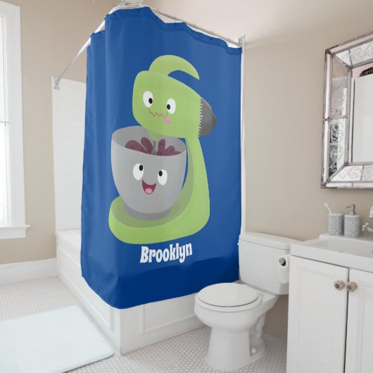 Keukenkeukenapparaat voor cute-taart cartoon douchegordijn (In situ)