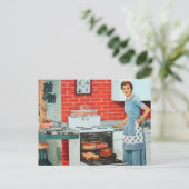 Keukenkeukenbriefkaart voor  kookvrouwtjes feestdagenkaart (Staand voorkant)