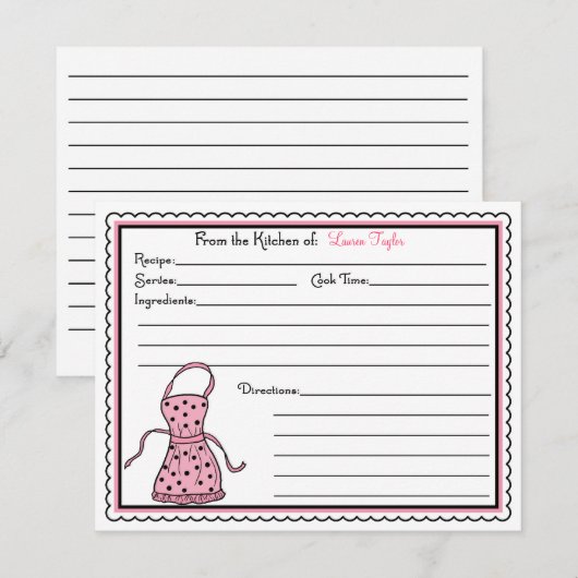 Keukenkeukenkookgerei voor Schort - Kaarten (Voorkant / Achterkant)