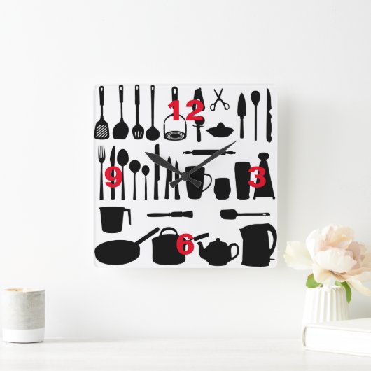 Keukenkeukenwandklok Vierkante Klok (Huis)