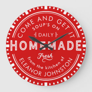 Keukenklok Homemade Retro Aangepaste kleur en teks Grote Klok