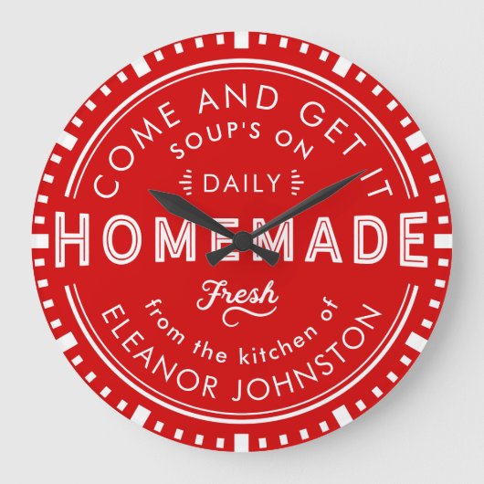 Keukenklok Homemade Retro Aangepaste kleur en teks Grote Klok (Voorkant)