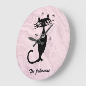 Keukenklok met speciaal ingerichte atoomzwarte kat grote klok (Hoek)