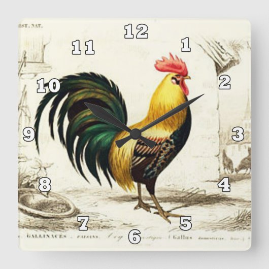  keukenklok voor Rooster-keuken Vierkante Klok (Voorkant)