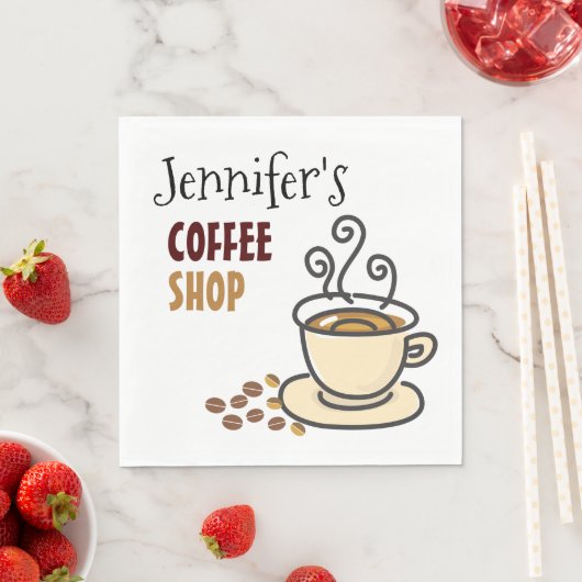 Keukenkoffiewinkel — gepersonaliseerd papier, serv servet (Insitu)