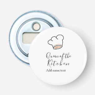 Keukenkoningin chef koken voeg naam kroon toe  button flesopener