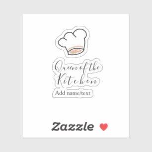Keukenkoningin chef koken voeg naam kroon toe sticker