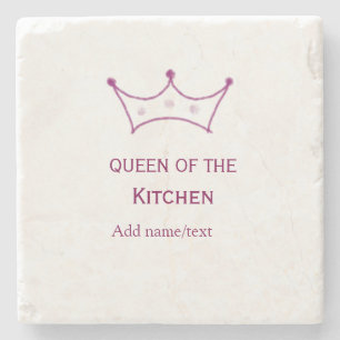 keukenkoningin mauve kroon kook chef naam stenen onderzetter