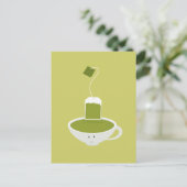 Keukenkopje groene thee met theezak briefkaart (Staand voorkant)