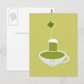 Keukenkopje groene thee met theezak briefkaart (Voorkant / Achterkant)