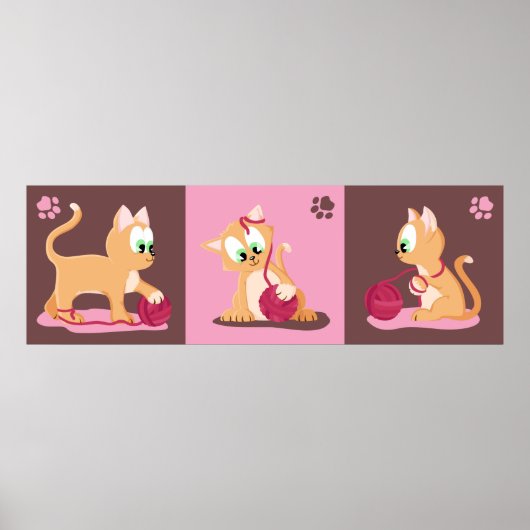 Keukenkopkattenpanorama-afbeelding Poster (Voorkant)