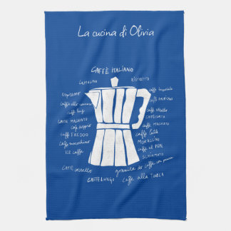 Keukenkunst Italiaanse Espresso koffiemoka blauw Theedoek