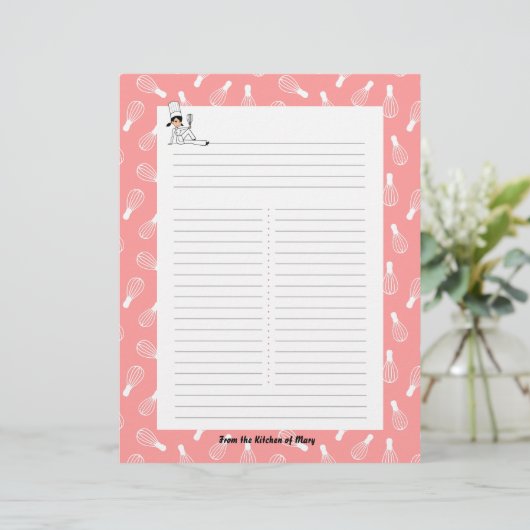 Keukenkunst Recipe Sheets met Jouw naam (Staand voorkant)