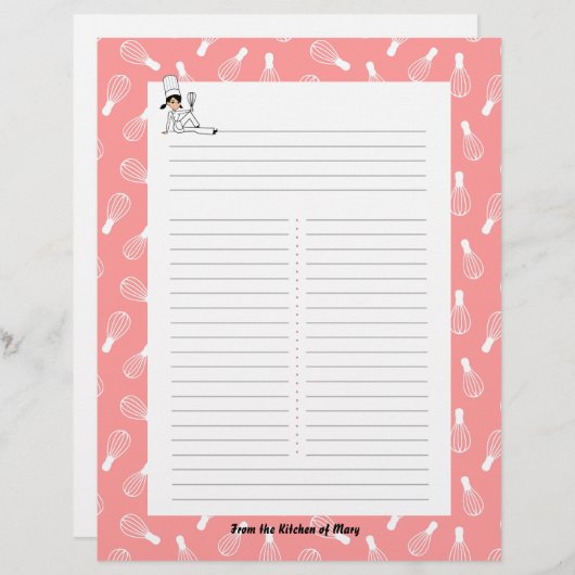 Keukenkunst Recipe Sheets met Jouw naam (Voorkant / Achterkant)