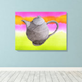 Keukenkunst van regenboogteapot canvas afdruk (Insitu (Houten vloer))