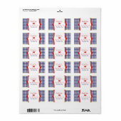 Keukenlabel - Blauw Gingham en rood "Krab Cakes" Etiket (Full Sheet)