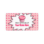 Keukenlabels - Pop Art - Roze Cupcake Etiket (Voorkant)
