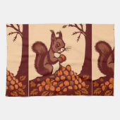 🐿️ Keukenlinnen Herfsteekhoorn – Theedoek (Horizontaal)