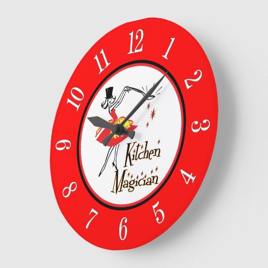 Keukenmagicisch-rode witte retronummerklok grote klok (Hoek)