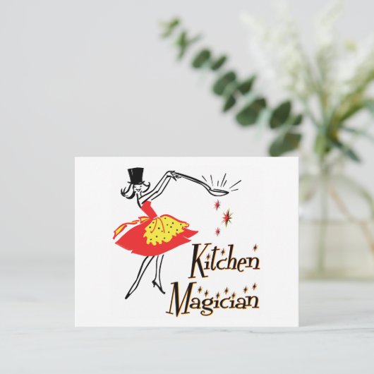 Keukenmagisch Retro Cooking Art Briefkaart (Staand voorkant)