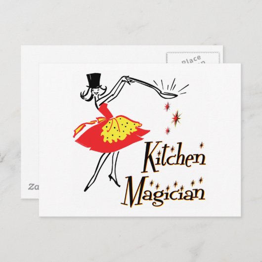 Keukenmagisch Retro Cooking Art Briefkaart (Voorkant / Achterkant)